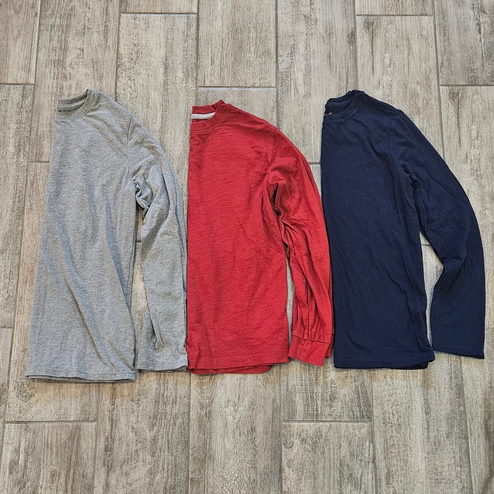 Cat & Jack Old Navy Long Sleeve T-Shirt Kids XL 14-16 Lot of 3 Basics Solid Play